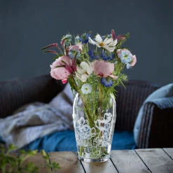 Bloom Wide Vase Bees & Cosmos -Dartington Shop bloom wide vase